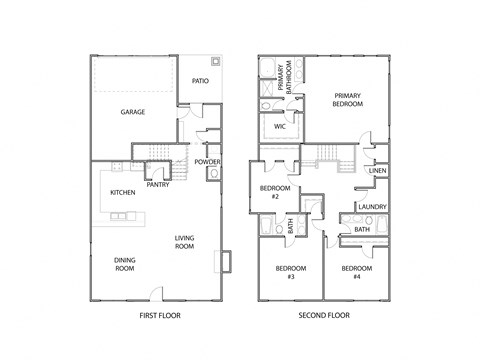 Floor plan for 4 beds, 3.5 baths, 2673 sqft
