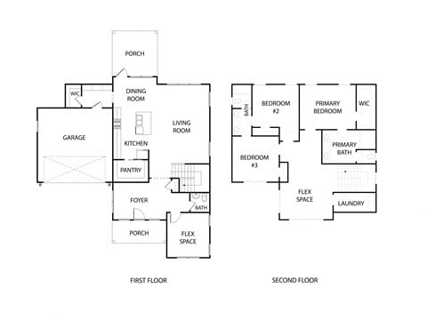 Floor plan for 3 beds, 2.5 baths, 2337 sqft