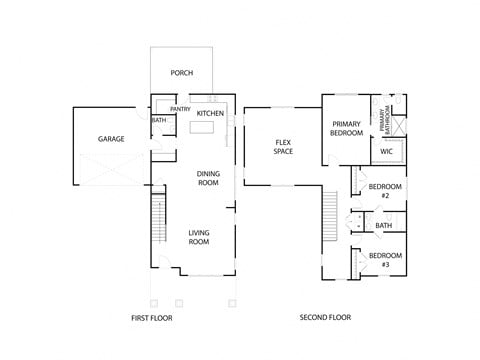 Floor plan for 3 beds, 2.5 baths, 2405 sqft