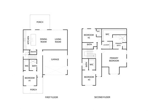 Floor plan for 4 beds, 4 baths, 2321 sqft