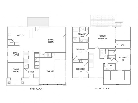 Floor plan for 4 beds, 2.5 baths, 2859 sqft