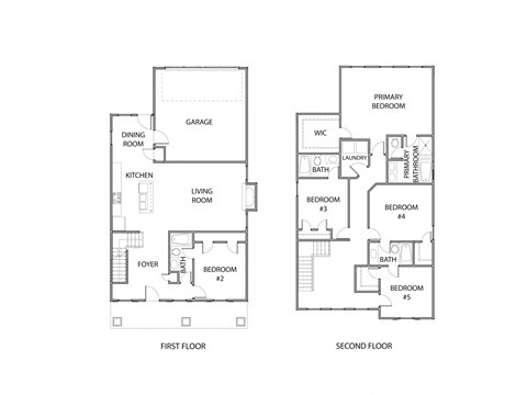 Floor plan for 5 beds, 4 baths, 2368 sqft