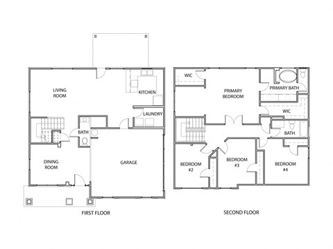 Floor plan for 4 beds, 3 baths, 2097 sqft
