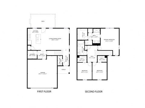 Floor plan for 3 beds, 2.5 baths, 1590 sqft