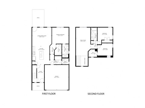 Floor plan for 3 beds, 2.5 baths, 1745 sqft