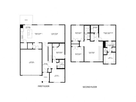 Floor plan for 4 beds, 3 baths, 2570 sqft