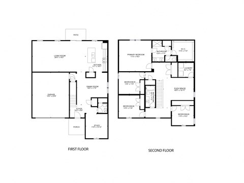 Floor plan for 4 beds, 2.5 baths, 2802 sqft