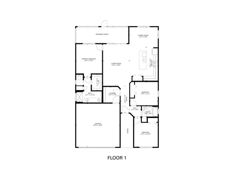 Floor plan for 3 beds, 2 baths, 1569 sqft