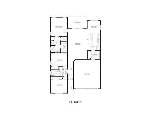 Floor plan for 3 beds, 2 baths, 1650 sqft