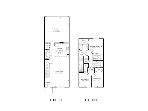 Floor plan for 3 beds, 2.5 baths, 1438 sqft