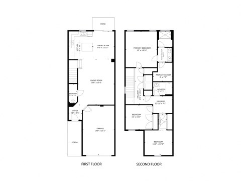 Floor plan for 3 beds, 2.5 baths, 1572 sqft