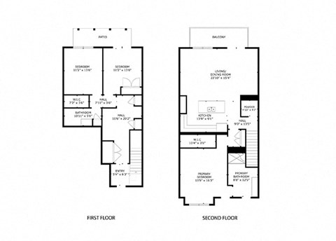 Floor plan for 3 beds, 2.5 baths, 1805 sqft