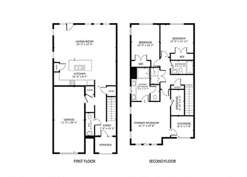 Floor plan for 3 beds, 2.5 baths, 1777 sqft