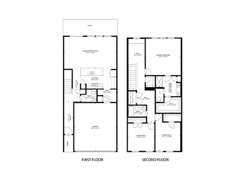 Floor plan for 3 beds, 2.5 baths, 1947 sqft