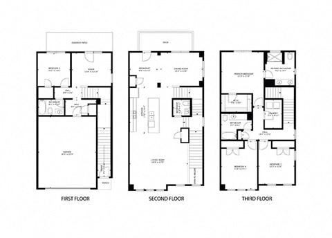 Floor plan for 4 beds, 3.5 baths, 2388 sqft
