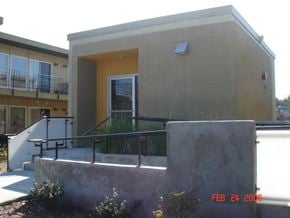 San Rafael apartment for rent - the front of a building with stairs and a glass door