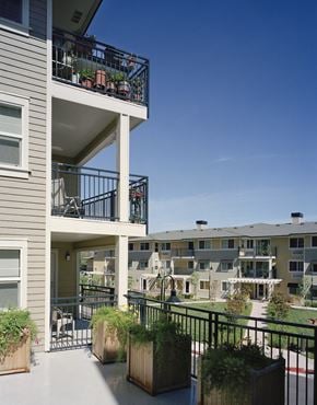 Pleasant Hill apartment for rent - a view of the balconies of an apartment building