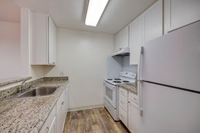 South San Francisco apartment for rent - the preserve at ballantyne commons apartment kitchen with granite counter tops and white appliances