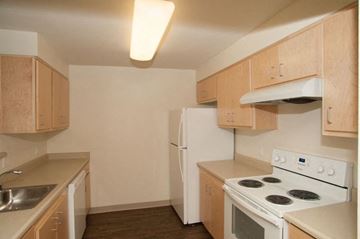 Oakland apartment for rent - a kitchen with a stove and a refrigerator