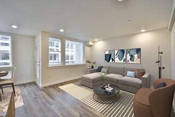 Philadelphia apartment for rent - a living room with a couch and a coffee table