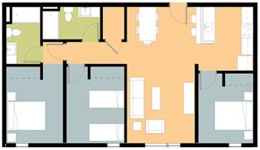 Portland apartment for rent - 3  Bedroom Floorplan