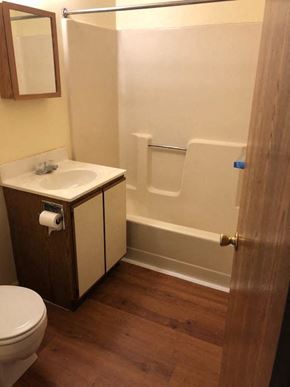 Orwigsburg apartment for rent - A white toilet is next to a sink in a small bathroom.