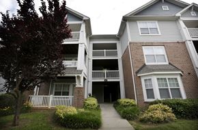 Charlotte apartment for rent - A tree is in front of a white house.