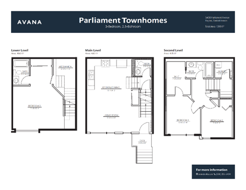 Floor plan for 3 beds, 2.5 baths, 1750 sqft