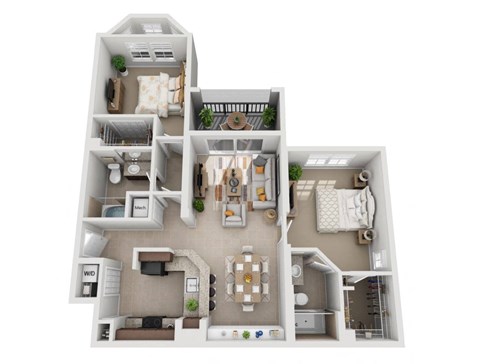 Floor plan for 2 beds, 2 baths, 1230 sqft