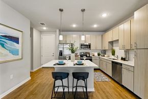 Wesley Chapel apartment for rent - A modern kitchen with a dining table and chairs.