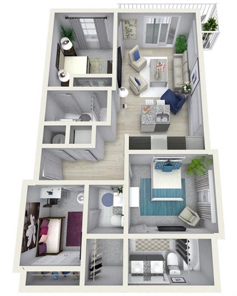 Floor plan for 2 beds, 2 baths, 1128 sqft
