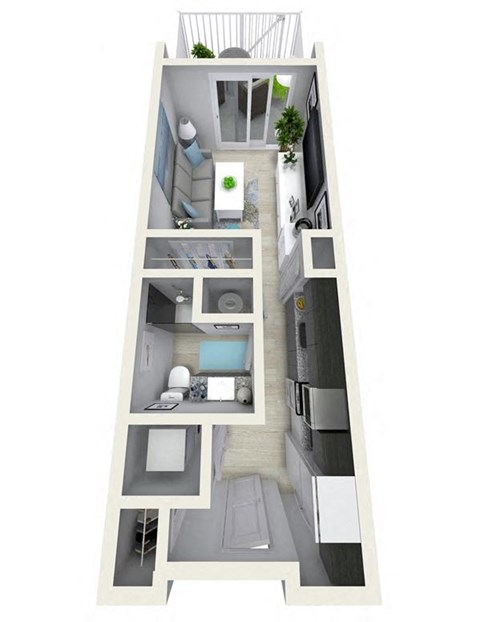 Floor plan for studio, 1 bath, 531 sqft