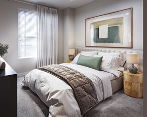 Kannapolis apartment for rent - Modern bedroom with walk-in closet at 200 Main luxury apartments in Kannapolis NC
