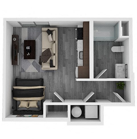 Floor plan for studio, 1 bath, 425 sqft