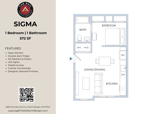 Floor plan for studio, 1 bath, 564 sqft