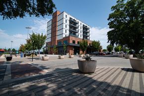 Kannapolis apartment for rent - a city street with a building and trees