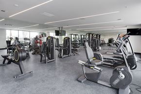 Jersey City apartment for rent - A gym with a variety of equipment including treadmills, weights, and exercise machines.at 829 Garfield, New Jersey