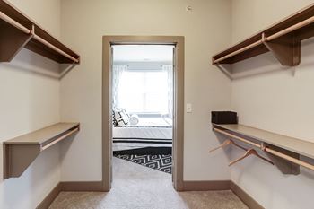 Extravagant walk-in closets with custom wood shelving