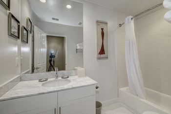 Ceramic tile flooring in bath