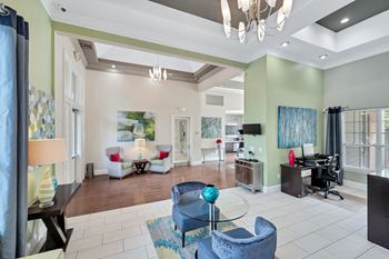 Clubroom with coffee and work stations