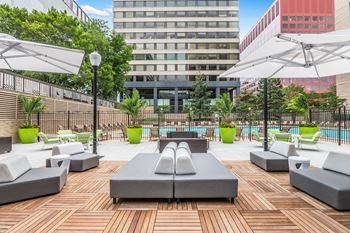 Lounge swimming pool with cabana