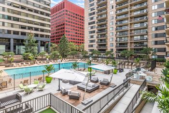 Picturesque pool and cabana setting