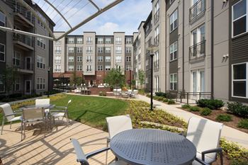 Beautifully landscaped courtyard with grilling areas