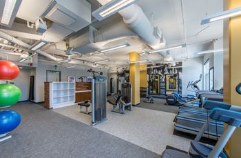 Fitness center with the latest cardio- and strength-training gear 