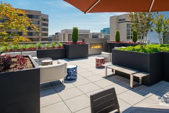 Fireplace and plush seating (skydeck) 