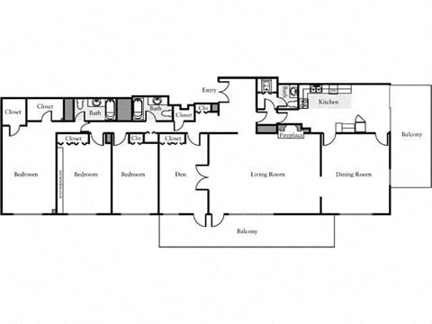 Floor plan for 3 beds, 2.5 baths, 2570 sqft