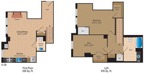 Floor plan for 1 bed, 1 bath, 1212 sqft