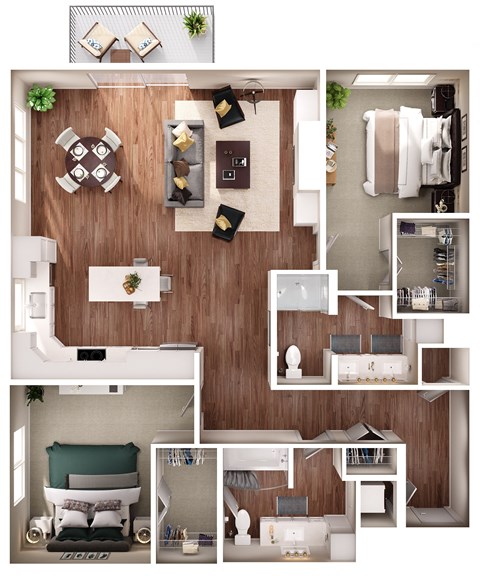 Floor plan for 2 beds, 2 baths, 1488 sqft