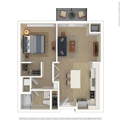 Floor plan for 1 bed, 1 bath, 706 sqft