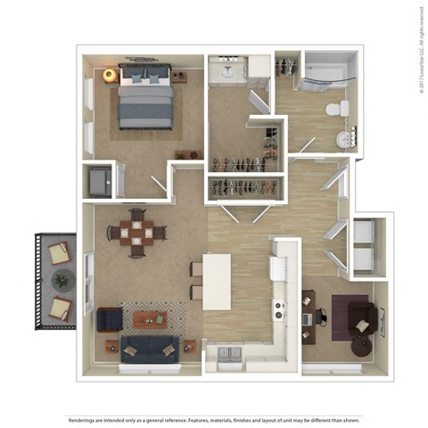 Floor plan for 1 bed, 1 bath, 924 sqft